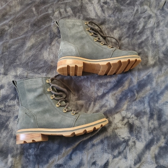 Sorel woman's Lennox suede gray  waterproof lace up boots,size 8.5 - Picture 9 of 11